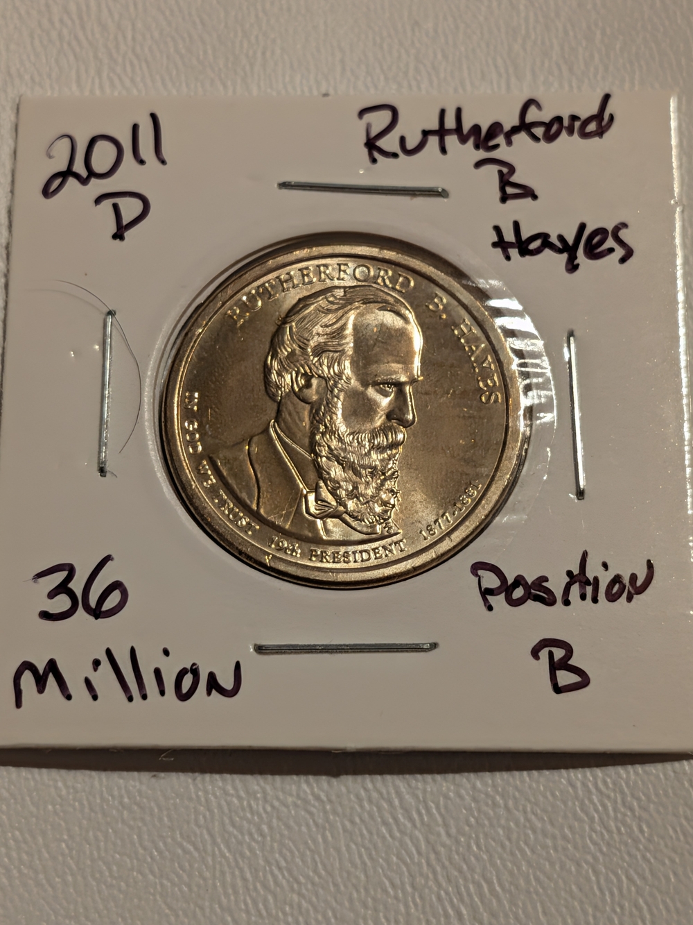 2011 D Rutherford B. Hayes Presidential Coin - Gold Tone From A U.S. Mint Roll